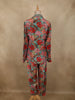 Turquoise Green Floral Printed Design Crepe Suit for Women