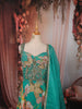 Turquoise Green Floral Printed and Beads Embroidered Design Choffon Party Lehenga with Matching Dupatta