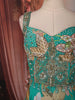Turquoise Green Floral Printed and Beads Embroidered Design Choffon Party Lehenga with Matching Dupatta