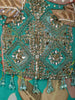 Turquoise Green Floral Printed and Beads Embroidered Design Choffon Party Lehenga with Matching Dupatta
