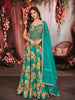 Turquoise Green Floral Printed and Beads Embroidered Design Choffon Party Lehenga with Matching Dupatta