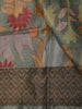 Turquoise Green Floral Vine Woven Design Pure Tussar Saree with Zari Border