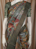 Turquoise Green Floral Vine Woven Design Pure Tussar Saree with Zari Border