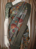 Turquoise Green Floral Vine Woven Design Pure Tussar Saree with Zari Border