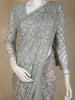 Turquoise Green Heavy Sequins and Beads Embroidered Design Net Designer Saree with Full Sleeve Blouse