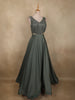 Turquoise Green Stone and Beads Embroidered Design Satin Partywear Gown