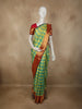 Turquoise Green and Sunshine Yellow Checked Woven Design Pure Kanchipuram Silk Saree with Contrast Zari Border