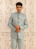 Turquoise Green paisley Design Viscose Men's Suit - Diadem