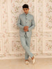Turquoise Green paisley Design Viscose Men's Suit - Diadem
