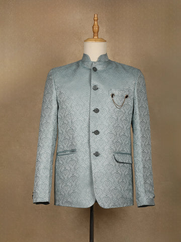 Turquoise Green paisley Design Viscose Men's Suit - Diadem