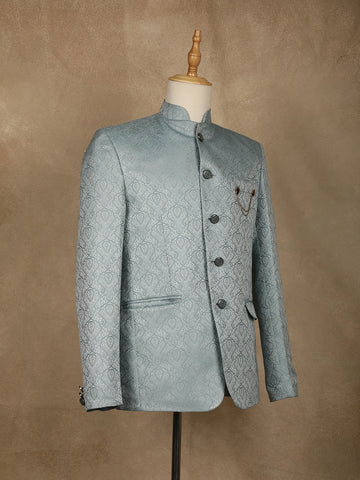 Turquoise Green paisley Design Viscose Men's Suit - Diadem