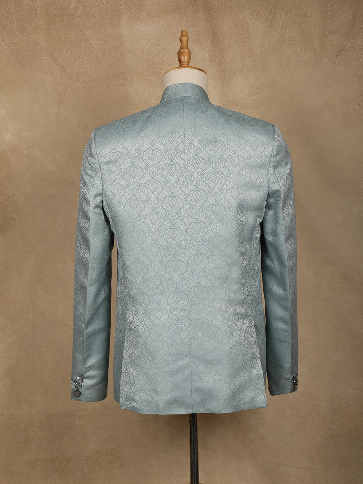 Turquoise Green paisley Design Viscose Men's Suit - Diadem