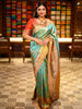 Turquoise Blue Floral Zari Woven Design Pure Kanchipuram Silk Saree with Contrast Zari Border