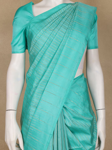 Turquoise Blue Striped Design Soft Silk Saree - Diadem