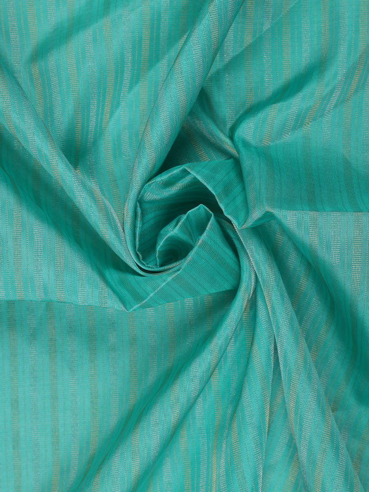 Turquoise Blue Striped Design Soft Silk Saree - Diadem