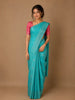 Turquoise Blue Striped Woven Pure Kanchipuram Silk Saree