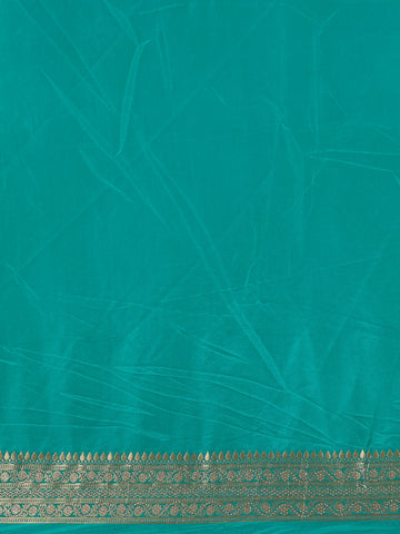 Turquoise Green Floral Woven Banarasi Silk Saree - Diadem