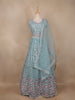 Turquoise Green Net Mirror And Floral Embroidery Bridal Lehenga - Diadem