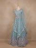 Turquoise Green Net Mirror And Floral Embroidery Bridal Lehenga - Diadem