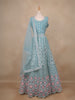 Turquoise Green Net Mirror And Floral Embroidery Bridal Lehenga - Diadem