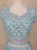 Turquoise Green Net Mirror And Floral Embroidery Bridal Lehenga - Diadem