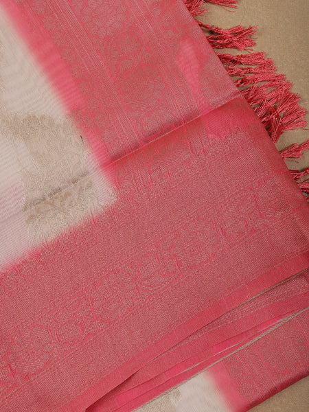 Peach Floral Designed Fancy Silk Saree - Diadem
