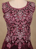 Maroon Floral Embroidered Organza Gown