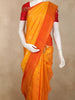 Orange Floral Butta Woven Kanchipuram Silk Saree with Zari Border
