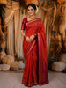 Vermilion Orange Butta Zari Woven Design Pure Kanchipuram Silk Saree with Contrast Zari Border