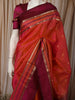 Vermilion Orange Butta Zari Woven Design Pure Kanchipuram Silk Saree with Contrast Zari Border