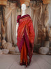 Vermilion Orange Butta Zari Woven Design Pure Kanchipuram Silk Saree with Contrast Zari Border