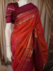 Vermilion Orange Butta Zari Woven Design Pure Kanchipuram Silk Saree with Contrast Zari Border