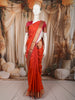 Vermilion Orange Floral Butta Zari Woven Design Pure Kanchipuram Silk Saree with Contrast Zari Border