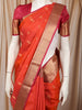 Vermilion Orange Floral Butta Zari Woven Design Pure Kanchipuram Silk Saree with Contrast Zari Border