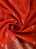 Vermilion Orange Floral Butta Zari Woven Design Pure Kanchipuram Silk Saree with Contrast Zari Border