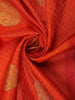 Vermilion Orange Geometric Zari Woven Design Pure Kanchipuram Silk Saree with Contrast Zari Border
