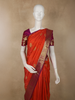 Vermilion Orange Geometric Zari Woven Design Pure Kanchipuram Silk Saree with Contrast Zari Border
