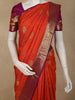 Vermilion Orange Geometric Zari Woven Design Pure Kanchipuram Silk Saree with Contrast Zari Border