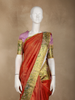 Vermilion Red Abstract Zari Woven Design Pure Kanchipuram Silk Bridal Saree with Contrast Gold Border