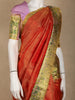 Vermilion Red Abstract Zari Woven Design Pure Kanchipuram Silk Bridal Saree with Contrast Gold Border