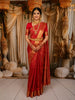 Vermilion Red Abstract Zari Woven Design Pure Kanchipuram Silk Saree with Matching Zari Border