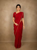 Vermilion Red Butta Embroidered Design Tussar Saree with Floral Border