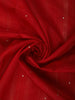 Vermilion Red Butta Embroidered Design Tussar Saree with Floral Border