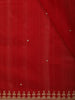 Vermilion Red Butta Embroidered Design Tussar Saree with Floral Border