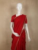 Vermilion Red Butta Embroidered Design Tussar Saree with Floral Border