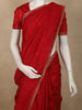 Vermilion Red Butta Embroidered Design Tussar Saree with Floral Border