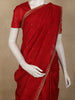 Vermilion Red Butta Embroidered Design Tussar Saree with Floral Border