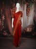 Vermilion Red Butta Zari Woven Design Pure Kanchipuram Silk Saree with Peacock Zari Border
