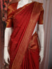 Vermilion Red Butta Zari Woven Design Pure Kanchipuram Silk Saree with Peacock Zari Border