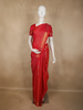 Vermilion Red Floral Butta Woven Design Pure Kanchipuram Silk Saree with Peacock Zari Border
